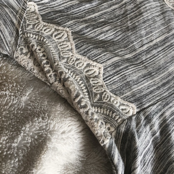 Grey Heathered Midi Dress with Lace - Picture 2 of 5